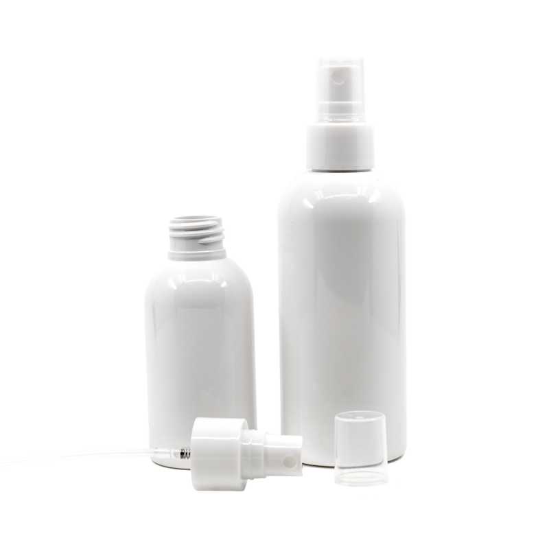 Bottiglia di plastica bianca, spruzzatore bianco, 150 ml