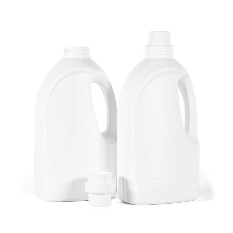 Bottiglia detergente in plastica, bianca, tappo bianco, 1,5 l