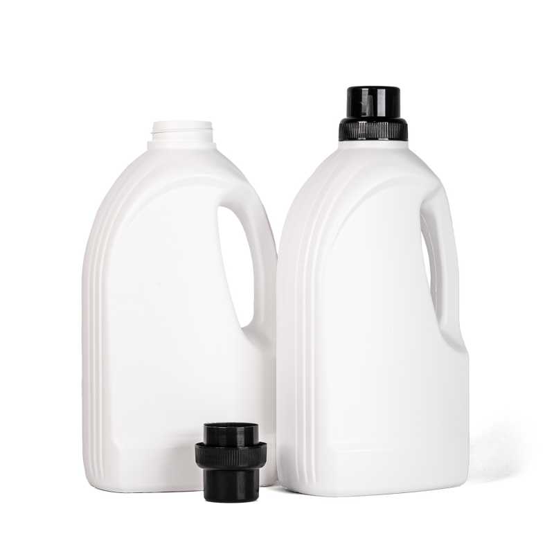 Flacone detergente, plastica, bianco, 1,5 l, tappo nero tipo 2