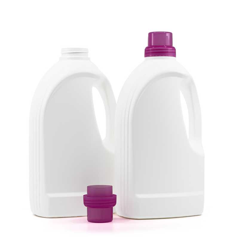 Flacone in plastica, detergente, bianco, tappo rosa, 1,5 l