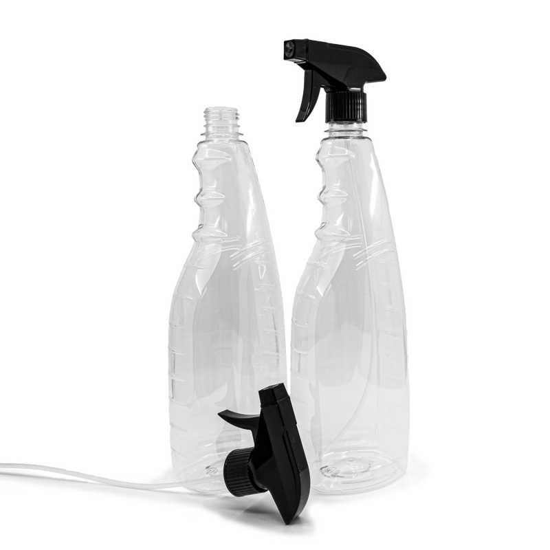 Bottiglia di plastica per detergenti, spruzzatore nero, 1 l