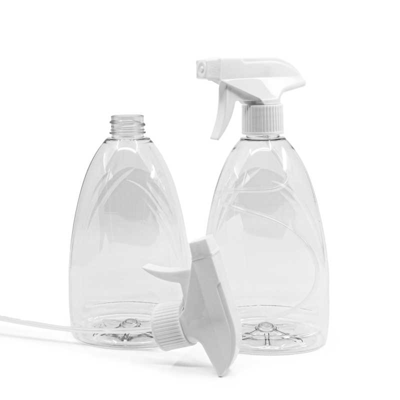 Bottiglia di plastica trasparente per sapone, 500 ml, spruzzatore a grilletto bianco