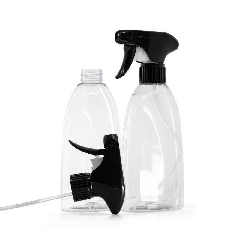 Bottiglia di plastica trasparente per sapone, spruzzatore a grilletto nero, 500 ml