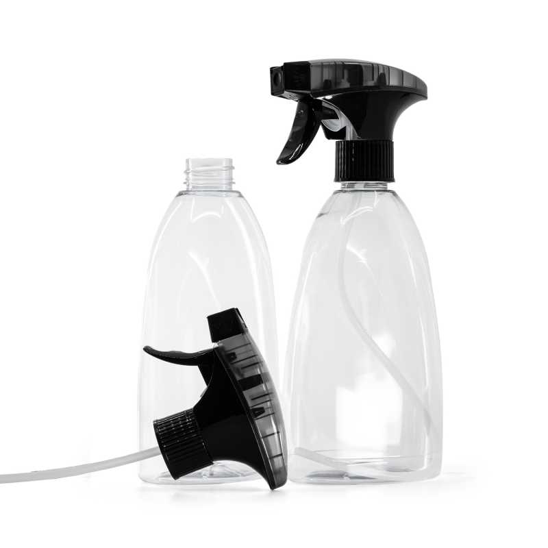 Bottiglia di plastica trasparente per sapone, spruzzatore a grilletto schiumogeno nero, 500 ml