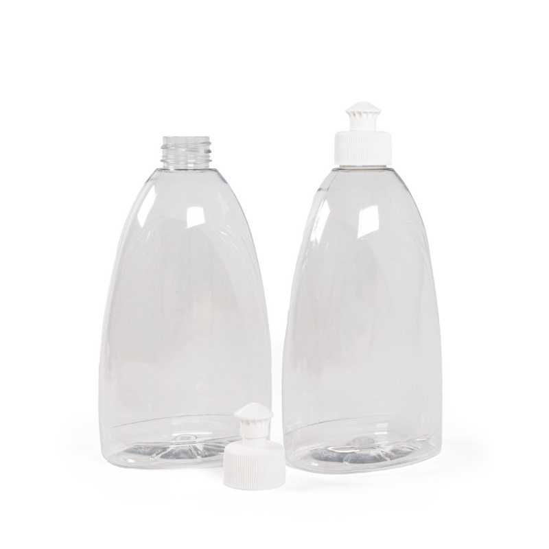Bottiglia di plastica trasparente per sapone, 500 ml, push-pull bianco
