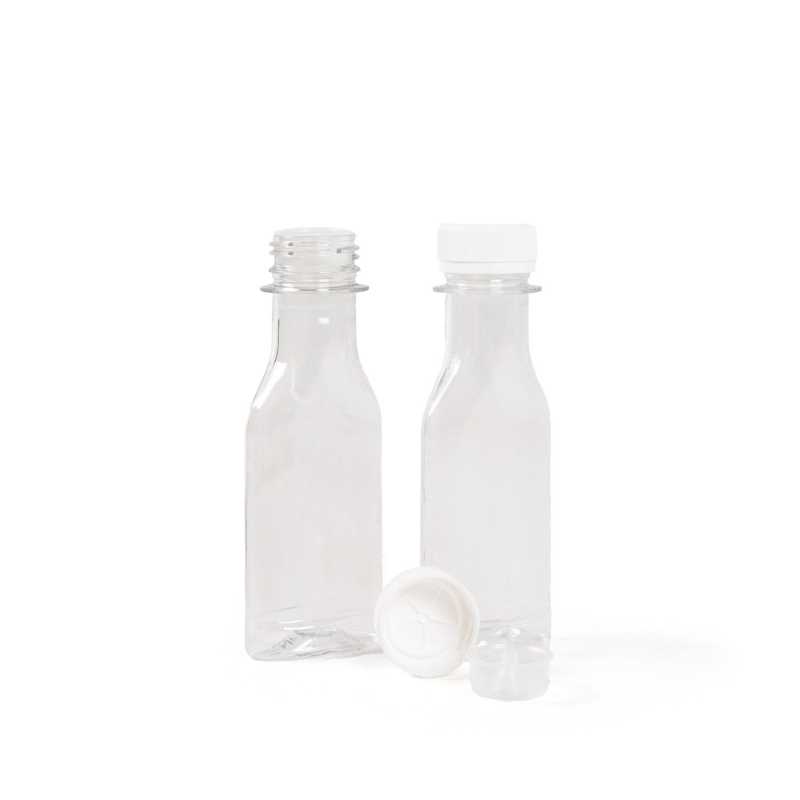 Flacone di plastica piatto, trasparente, 50 ml, tappo con contagocce