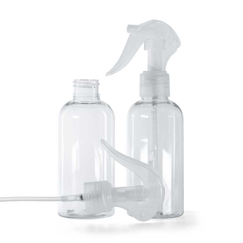 Bottiglia di plastica trasparente, rotonda, spruzzatore a grilletto trasparente, 150 ml