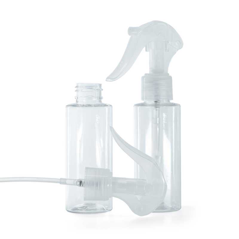 Flacone di plastica trasparente, spruzzatore a grilletto trasparente, 100 ml