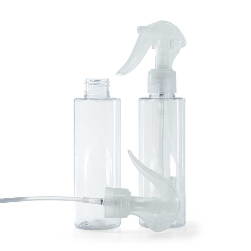 Bottiglia di plastica trasparente, spruzzatore a grilletto trasparente, 150 ml