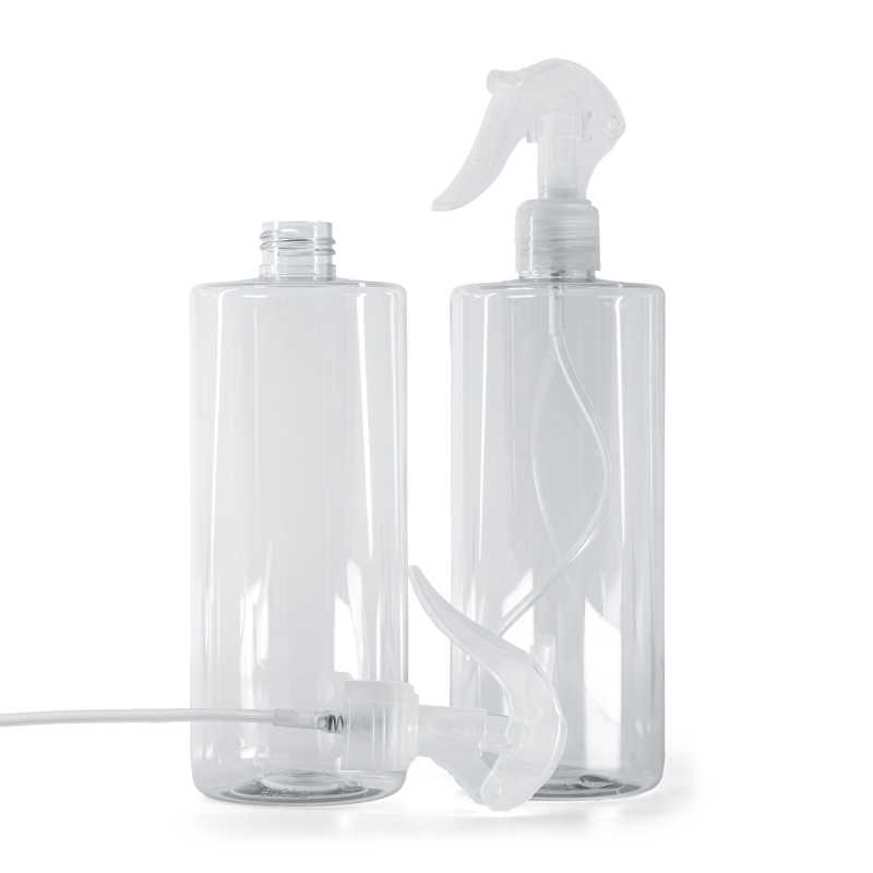 Bottiglia di plastica trasparente, spruzzatore a grilletto trasparente, 500 ml