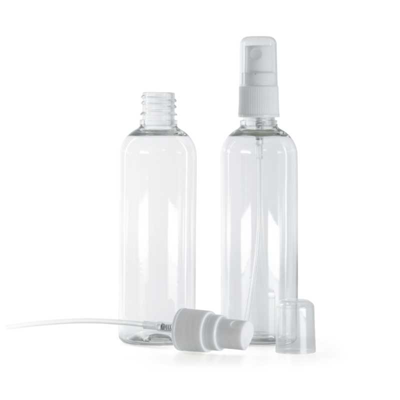 Bottiglia in plastica, trasparente, spruzzatore, bianco, 100 ml