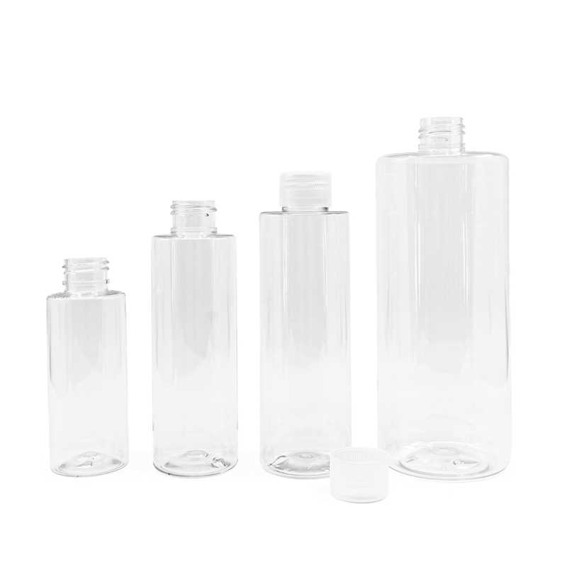 Bottiglia di plastica trasparente, 150 ml, tappo trasparente