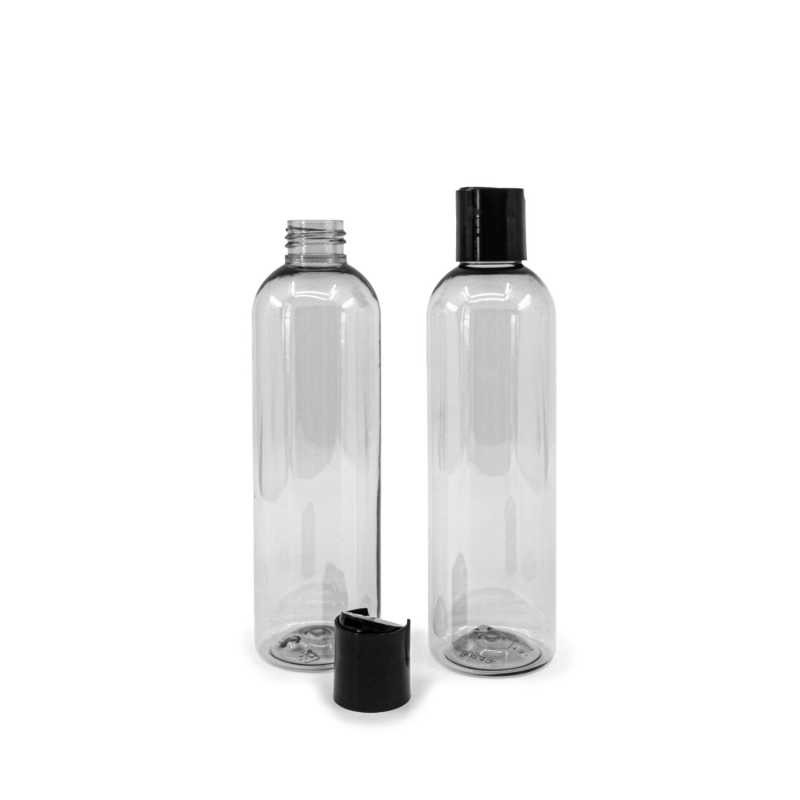 Bottiglia in plastica riciclata, tappo disc-top nero, 250 ml