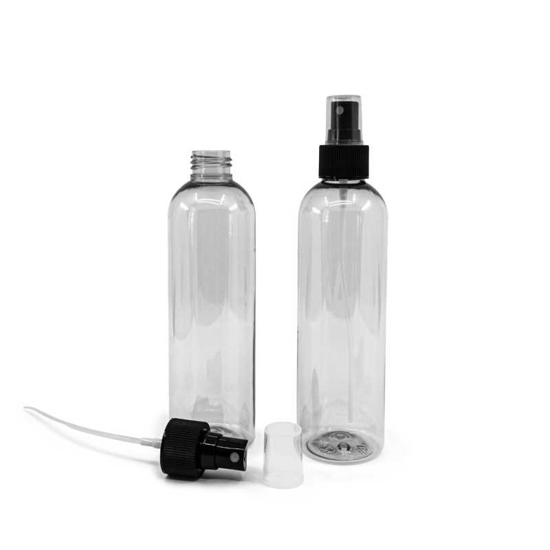 Bottiglia di plastica riciclata, spruzzatore nero, 250 ml