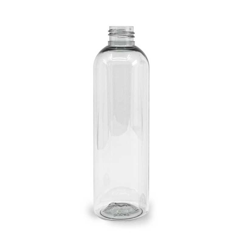 Bottiglia in plastica riciclata trasparente, 250 ml, collo 24/410