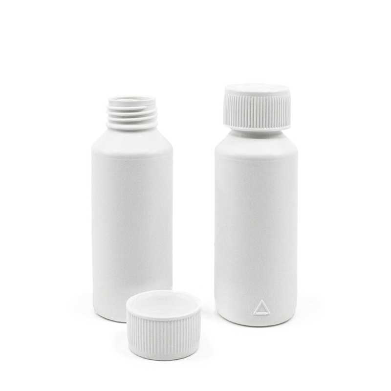 Flacone di plastica HDPE bianco, tappo di sicurezza bambino, 100 ml