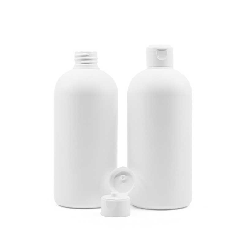 Bottiglia in plastica HDPE bianca, tappo flip-top, 500 ml