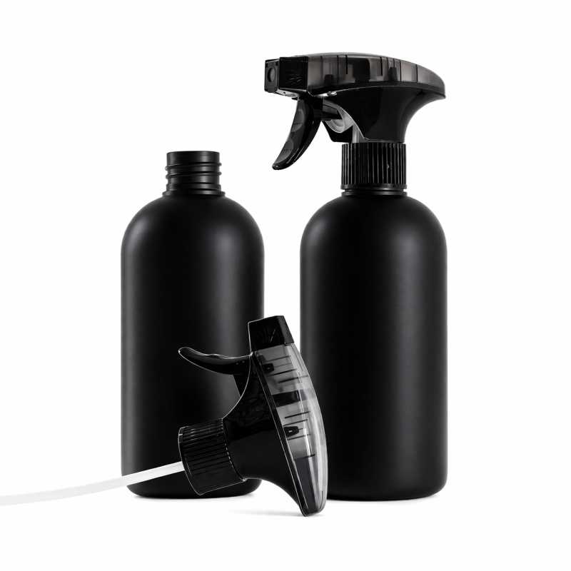 Bottiglia in plastica HDPE nera, spruzzatore a grilletto schiumogeno nero, 500 ml