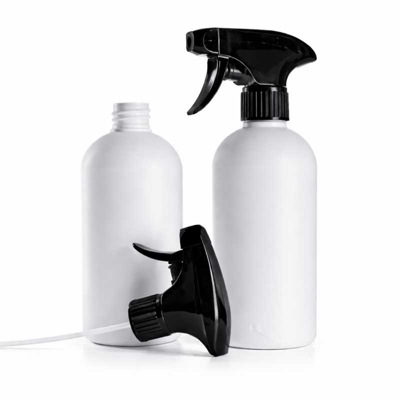 Bottiglia di plastica HDPE, spruzzatore nero, 500 ml