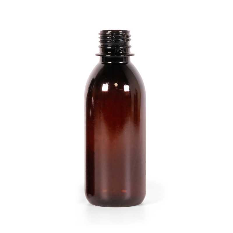 Bottiglia di plastica marrone, 200 ml, collo 28/410
