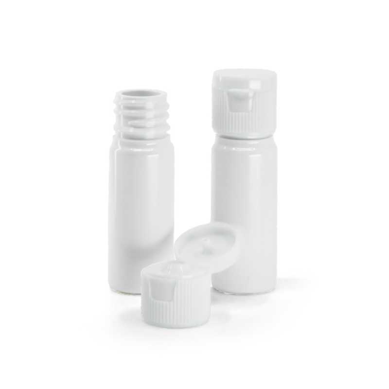 Bottiglia in plastica, bianca, tappo flip top, 10 ml