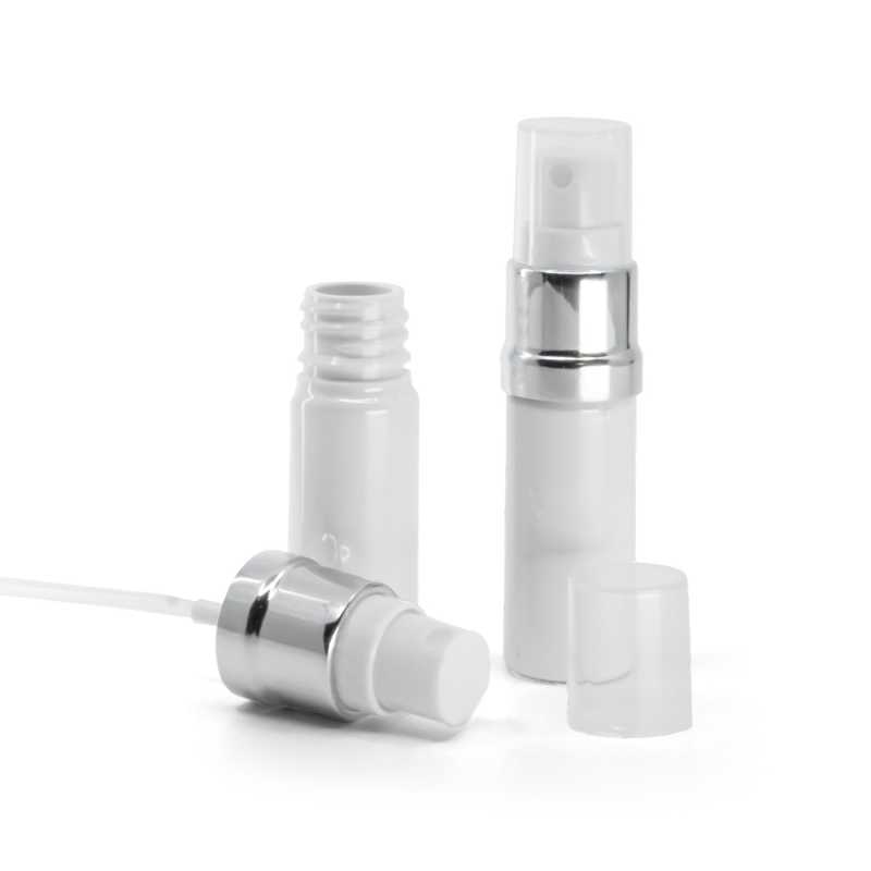Bottiglia in plastica, bianca, spruzzatore, bianco argento, 10 ml