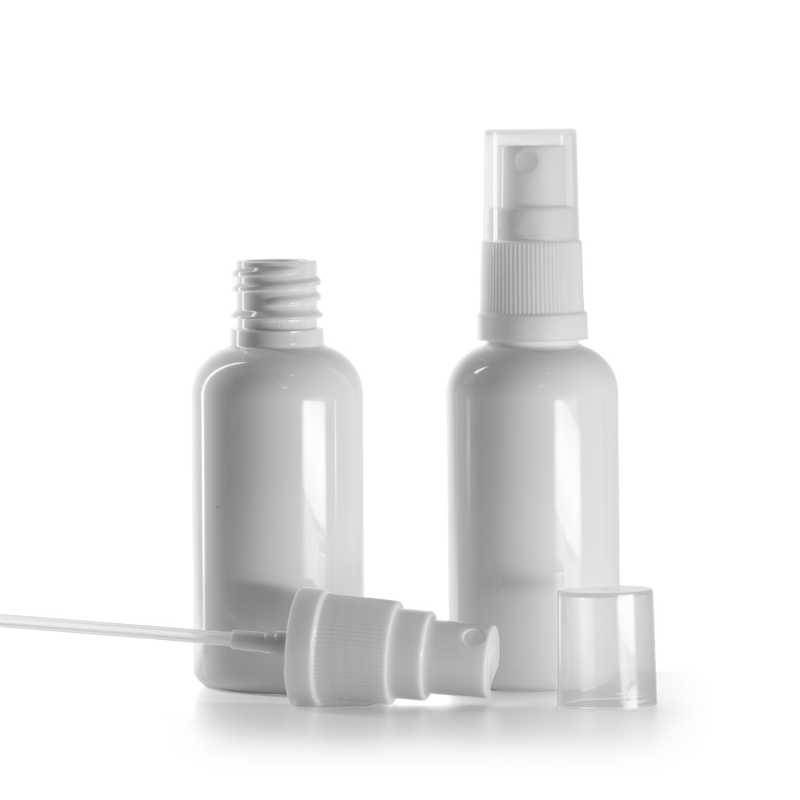 Bottiglia in plastica, spruzzatore, bianco, 50 ml
