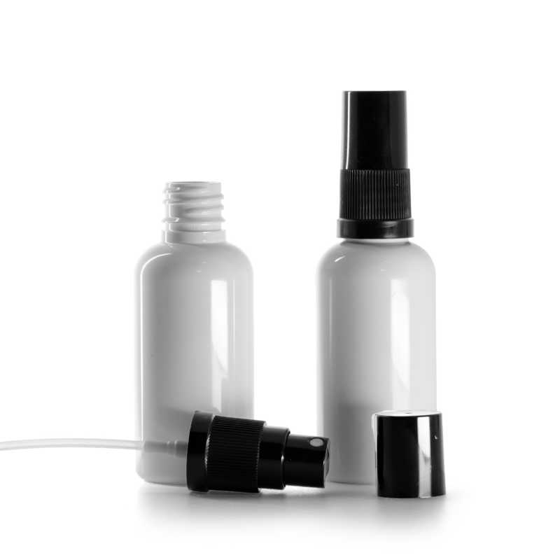 Flacone in plastica, bianco, spruzzatore, nero, 50 ml