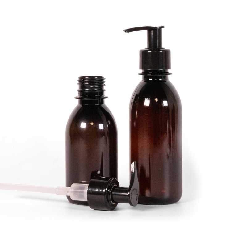 Bottiglia di plastica, dosatore nero liscio, 150 ml