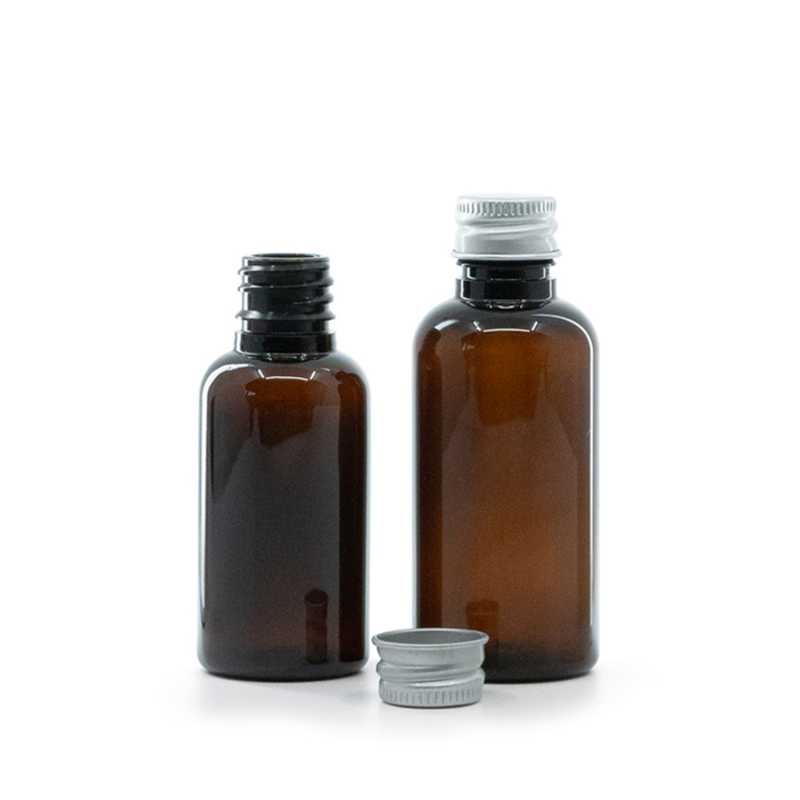 Flacone in plastica, ambra, tappo in alluminio, 50 ml