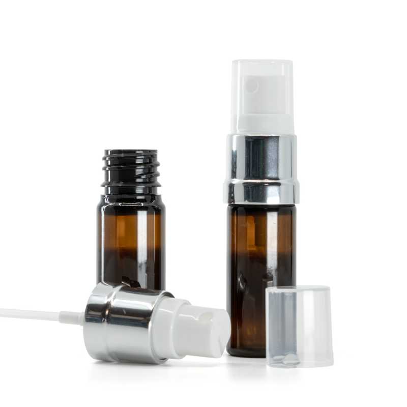 Flacone di plastica, ambra, spruzzatore, 10 ml