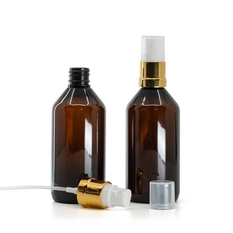 Bottiglia in plastica, ambra, spruzzatore, 115 ml