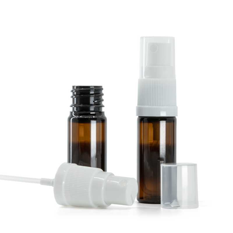 Flacone plastico, ambra, spruzzatore, 10 ml