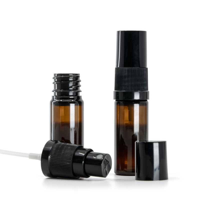 Flacone di plastica, ambra, spruzzatore, nero, 10 ml