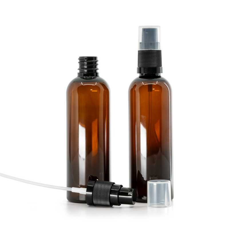 Flacone in plastica, ambra, dispenser lozione, 100 ml