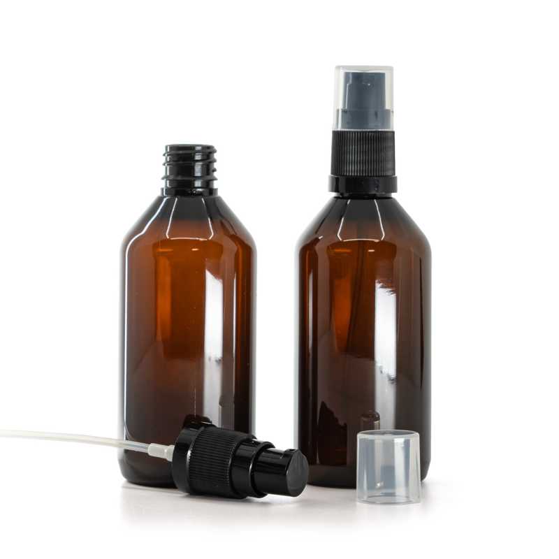 Bottiglia in plastica, ambra, dispenser lozione, 115 ml