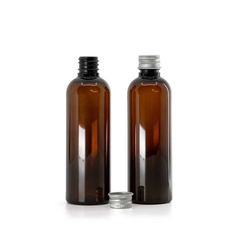 Flacone, plastica, ambra, tappo in alluminio, 100 ml