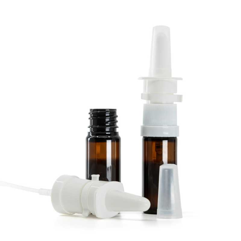 Bottiglia in plastica, ambra, spruzzatore nasale, 10 ml