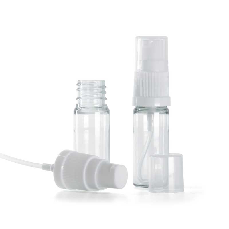 Flacone in plastica, trasparente, dispenser bianco, 10 ml