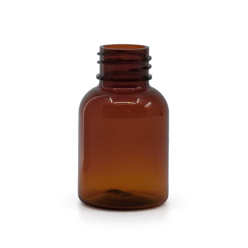 Bottiglia PET plastica, marrone, 25 ml