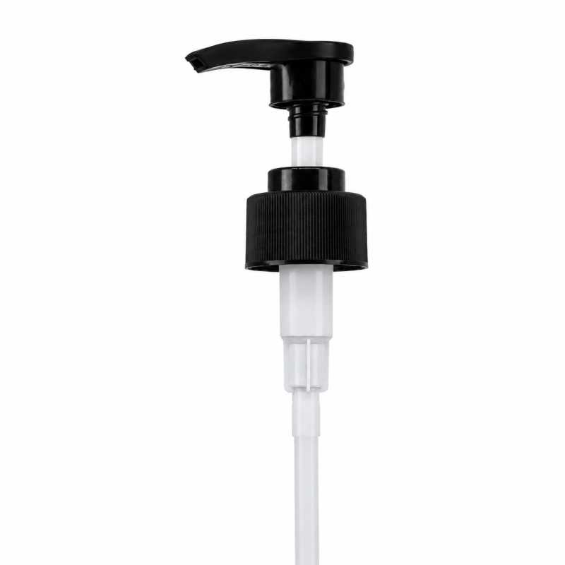Pompa lozione, plastica, nera, 28 mm, per flaconi in vetro