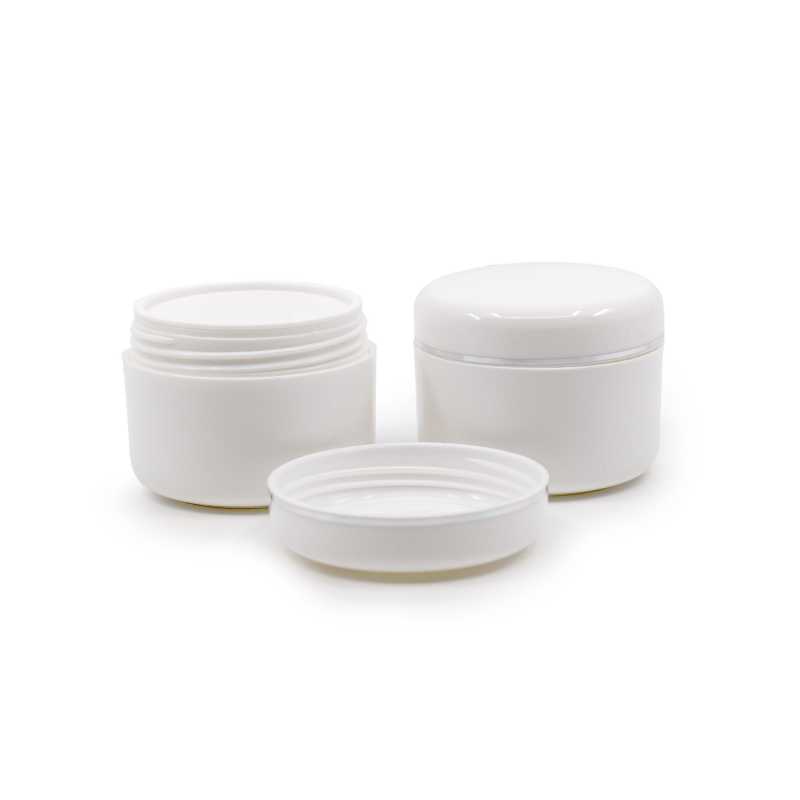 Vasetto cosmetico, plastica, bianco, doppia parete, 50 ml