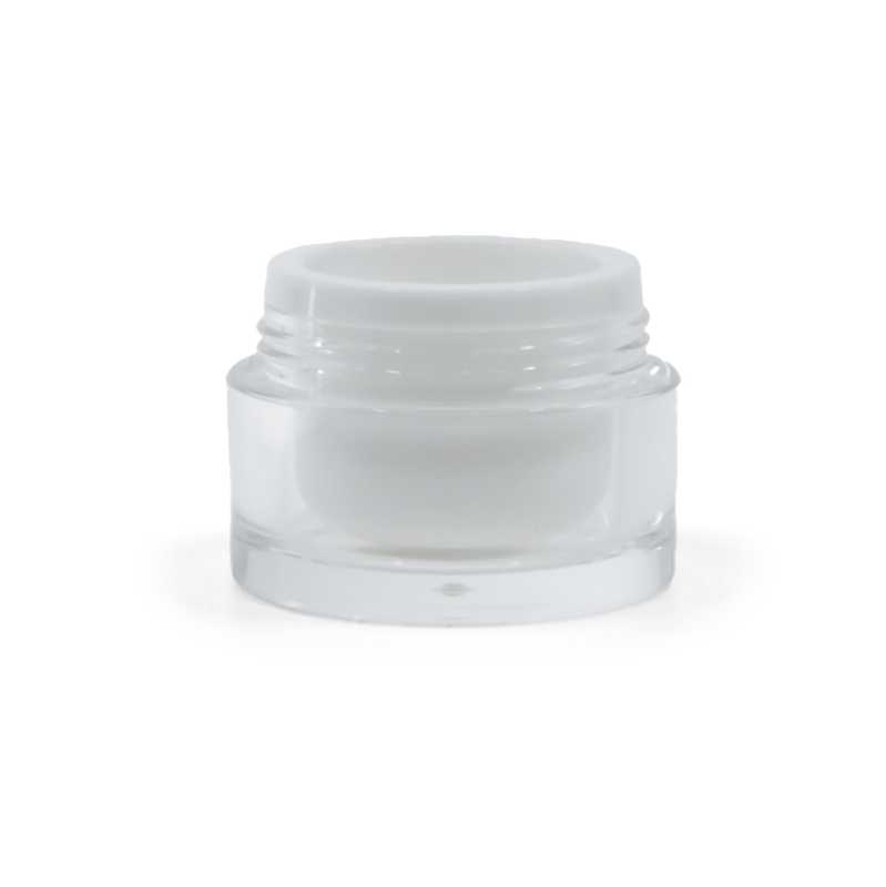 Vaso cosmetico in plastica, bianco/trasparente, 5 ml