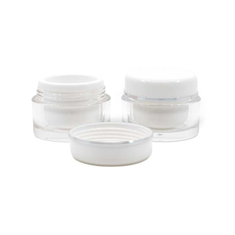 Vaso in plastica a doppia parete, bianco/trasparente, anello argento, 5 ml
