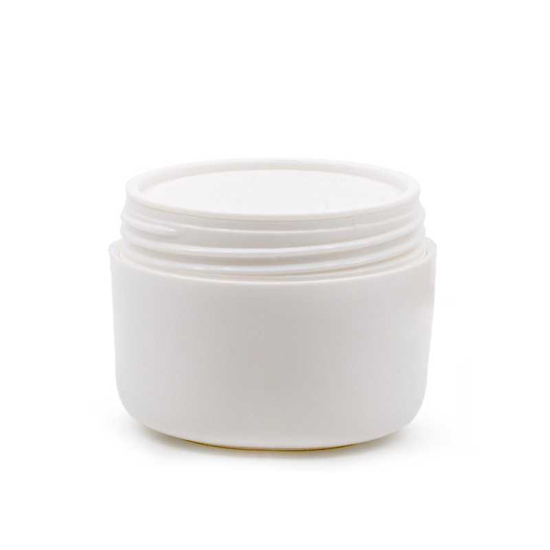 Vaso cosmetico in plastica, bianco, doppio fondo, 50 ml