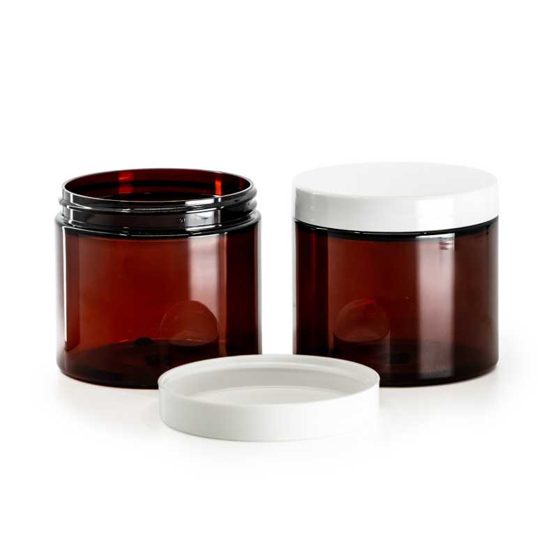 Vaso di plastica, ambra, tappo bianco, 200 ml