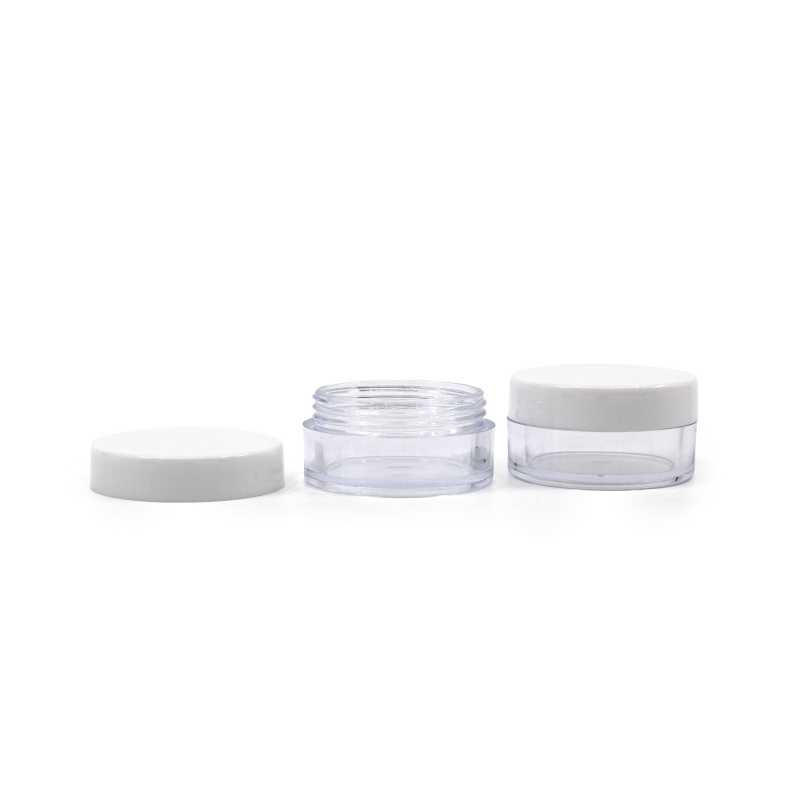 Vasetto in plastica, trasparente, coperchio bianco, 10 ml