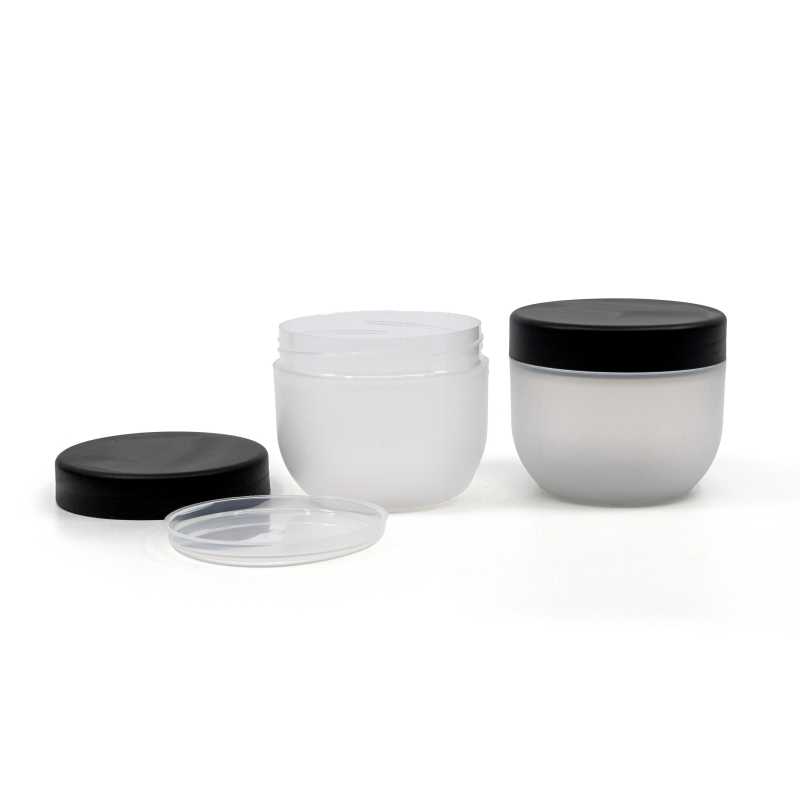 Vasetto in plastica, effetto satinato, tappo nero, 100 ml