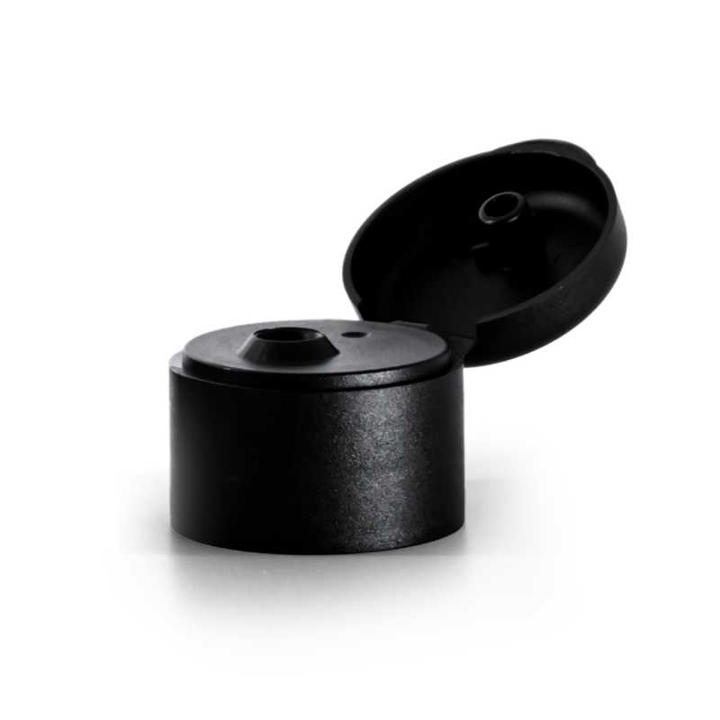 Capsula flip-top in plastica, nera opaca, 28/410