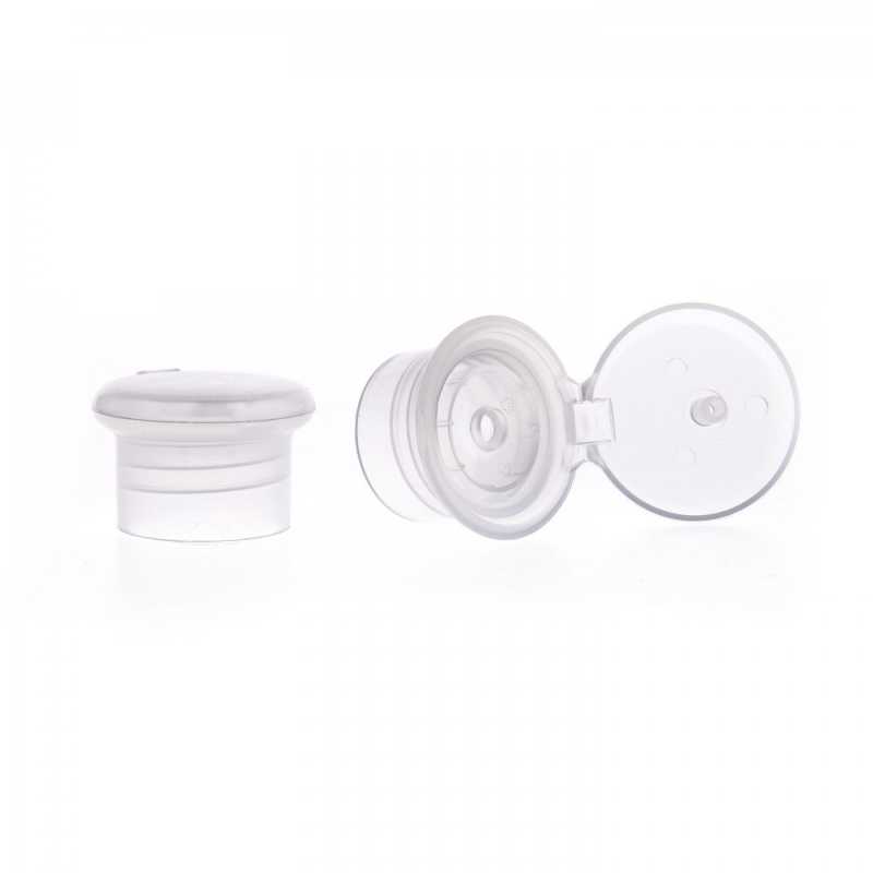 Tappo flip top in plastica, trasparente, 28/410